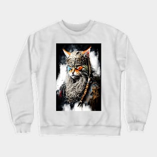 Portrait of a Viking Cat Painting Crewneck Sweatshirt